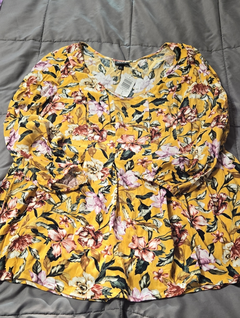 Nwt Torrid Yellow Floral Long-Sleeve V-Neck Dress SIZE 0 L 12